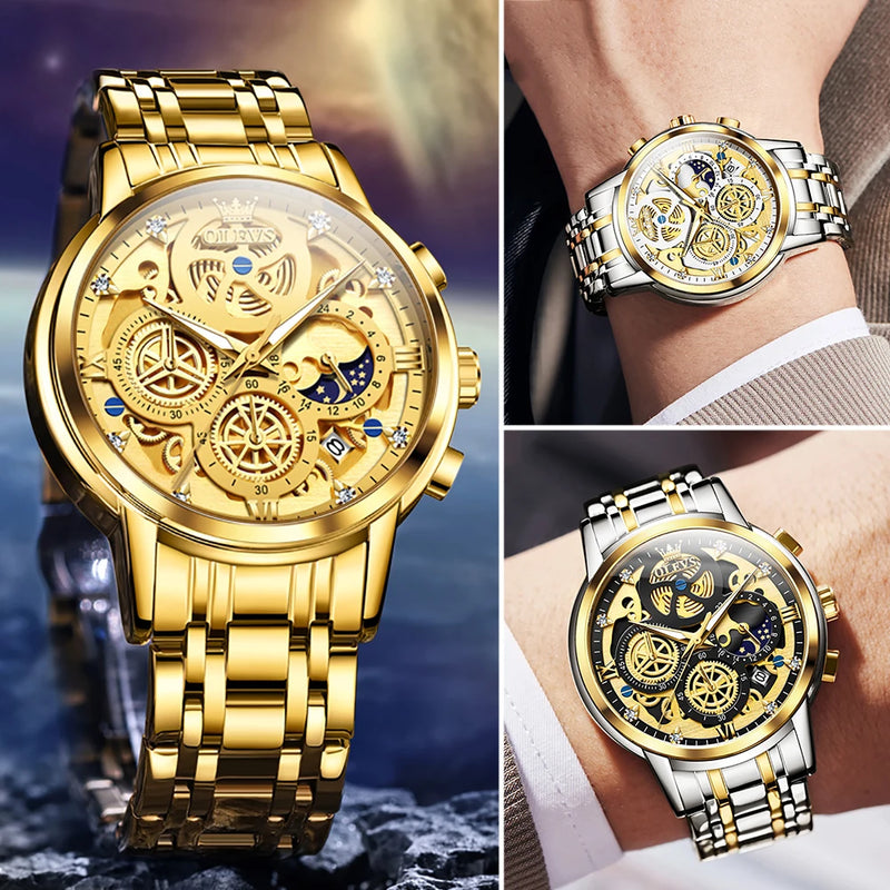 Relógio OLEVS Men's  Luxury Gold